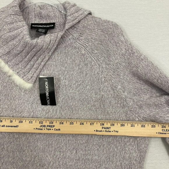 New Norton McNaughton Light Purple Fur Trim Soft Cozy Pullover Sweater Large - Picture 9 of 11